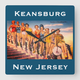 Vintage Keansburg, NJ Beach Scene - Jersey Shore Vierkante Klok