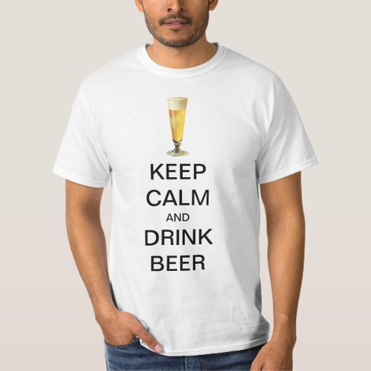 Vintage Keep Calm en Drink Bier T-Shirt (Voorkant)
