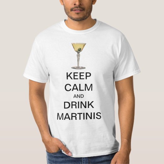 Vintage Keep Calm en Drink Martinis T-shirt (Voorkant)