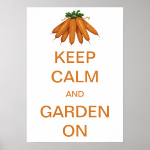 Vintage Keep Calm en ga door met tuinieren wortele Poster