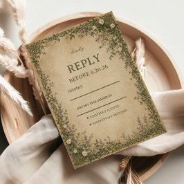 Vintage Keltische Botanische RSVP Kaartje