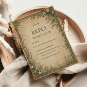 Vintage Keltische Botanische RSVP Kaartje