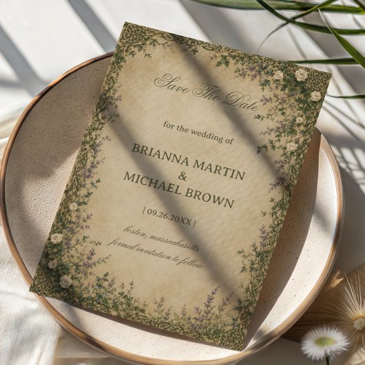 Vintage Keltische Botanische Save The Date