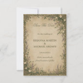 Vintage Keltische Botanische Save The Date (Voorkant)