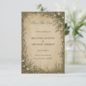 Vintage Keltische Botanische Save The Date (Staand voorkant)