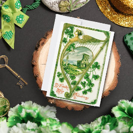 Vintage Keltische Harp St. Patrick's Day Groeten Feestdagenkaart