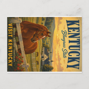 Vintage Kentucky Bluegrass Staatslandschap met Paa Feestdagenkaart