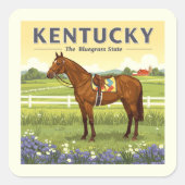 Vintage Kentucky Vierkante Sticker (Voorkant)