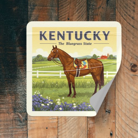 Vintage Kentucky Vierkante Sticker