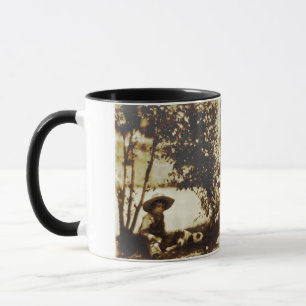 Vintage Keramische Mok met Jongen en Hond in Rust