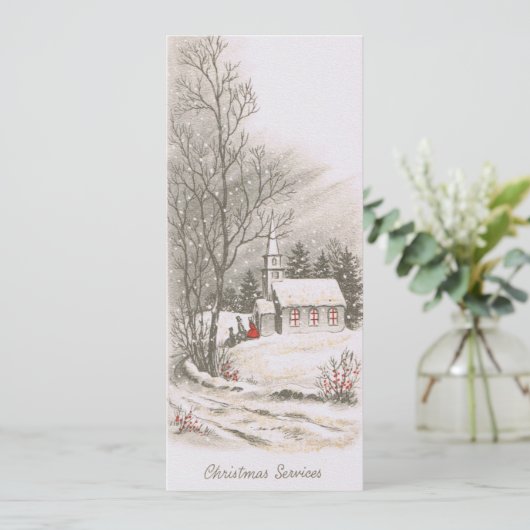 Vintage Kerk Kerst Service Feestdagenkaart (Staand voorkant)