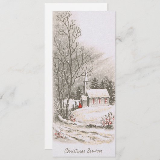 Vintage Kerk Kerst Service Feestdagenkaart (Voorkant / Achterkant)