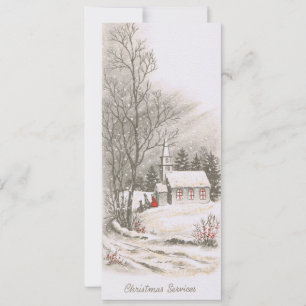Vintage Kerk Kerst Service Feestdagenkaart