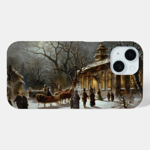 Vintage-kerkdienst voor kerstavond iPhone 15 case