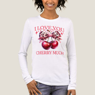 Vintage kersen- en roze strik dames Tri-Blend shirt