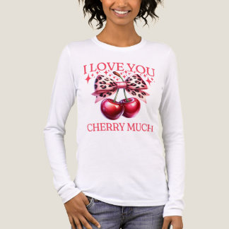 Vintage kersen- en roze strik dames Tri-Blend shirt