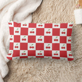 Vintage Kersen Gingham: Coquette Cottagecore Kussen