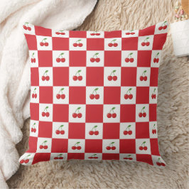 Vintage Kersen Gingham: Coquette Cottagecore Kussen