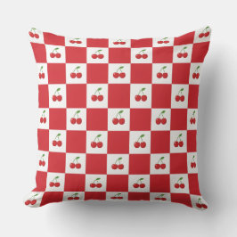 Vintage Kersen Gingham: Coquette Cottagecore Kussen