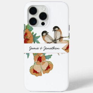 Vintage Kersenbloesem Liefdesvogel Perzik Munt iPhone 15 Pro Max Hoesje