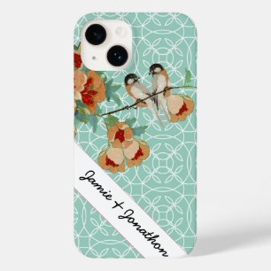 Vintage Kersenbloesem Liefdesvogel Perzik Munt Case-Mate iPhone Case