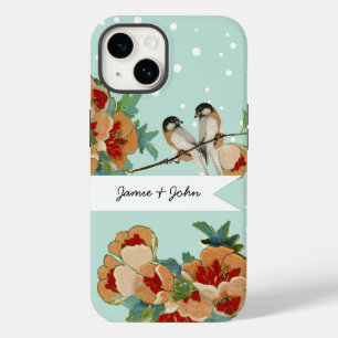 Vintage Kersenbloesem Liefdesvogel Perzik Munt Case-Mate iPhone Case