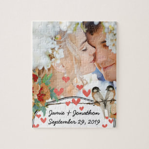 Vintage Kersenbloesem Liefdesvogel Perzik Munt Legpuzzel