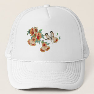 Vintage Kersenbloesem Liefdesvogel Perzik Munt Trucker Pet