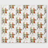 Vintage Kerst 1950's Paar Vrolijk Kerstfeest Cadeaupapier (Vlak)