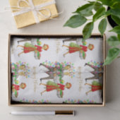Vintage Kerst 1950's Paar Vrolijk Kerstfeest Tissuepapier (Geschenk)