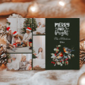 Vintage Kerst 4 foto's Familieviering Feestdagenkaart