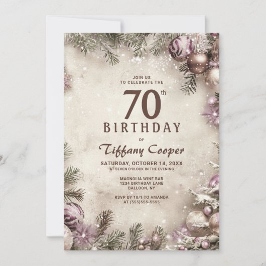 Vintage Kerst 70ste Verjaardag Feest Kaart (Voorkant)