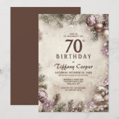Vintage Kerst 70ste Verjaardag Feest Kaart (Voorkant / Achterkant)