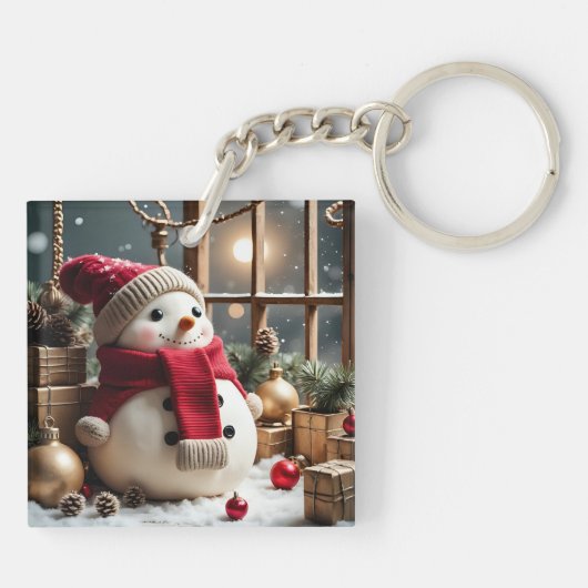 Vintage Kerst - Acryl Sleutelhanger (Achterkant)