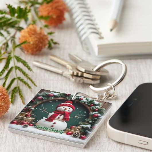 Vintage Kerst - Acryl Sleutelhanger (Voorkant Rechts)