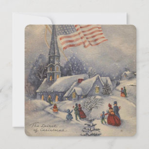 Vintage Kerst Amerikaanse Kerk Feestdagenkaart