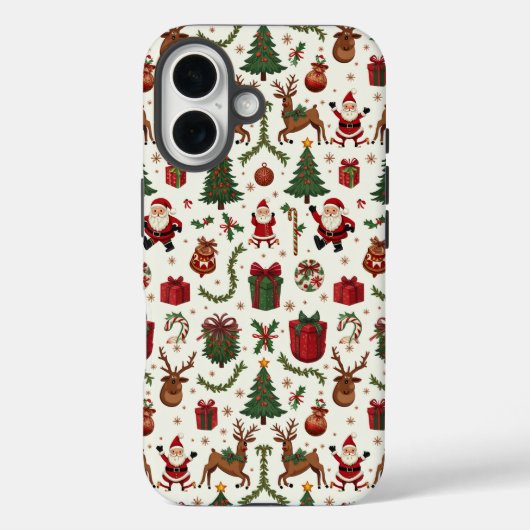 Vintage Kerst Apple iPhone 16 Hoesje (Achterkant)