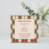 Vintage Kerst Argyle Patroon Vierkante Uitnodiging (Staand voorkant)