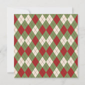 Vintage Kerst Argyle Patroon Vierkante Uitnodiging (Achterkant)