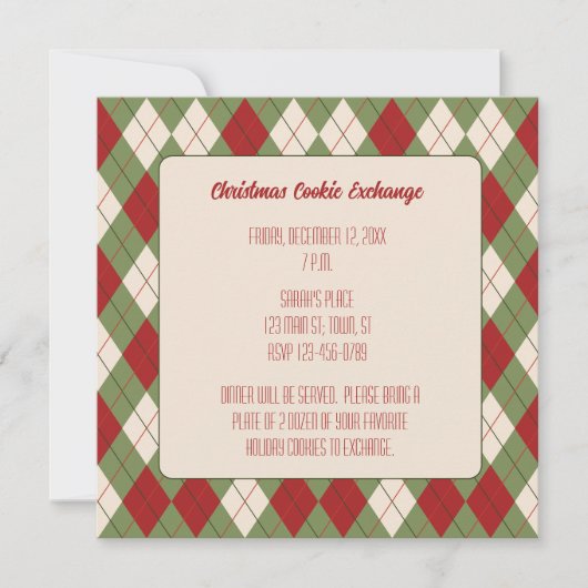 Vintage Kerst Argyle Patroon Vierkante Uitnodiging (Voorkant)