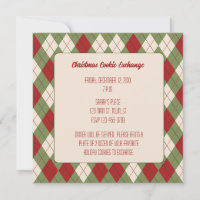 Vintage Kerst Argyle Patroon Vierkante Uitnodiging