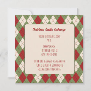 Vintage Kerst Argyle Patroon Vierkante Uitnodiging