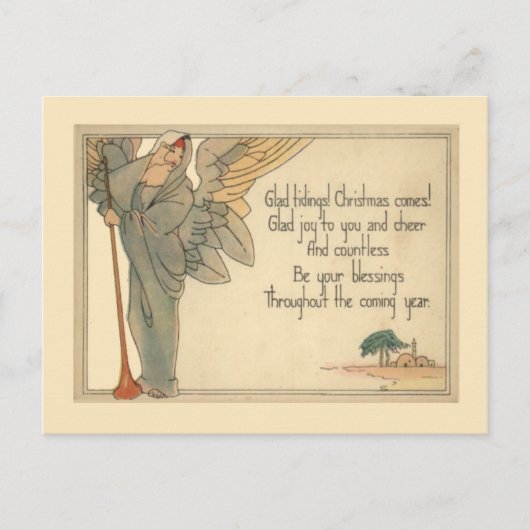 Vintage kerst, Art Deco Angel Feestdagenkaart (Voorkant)