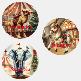 Vintage Kerst Baby Circus Dierlijke Gift Labels