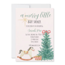 Vintage Kerst Baby shower Uitnodiging