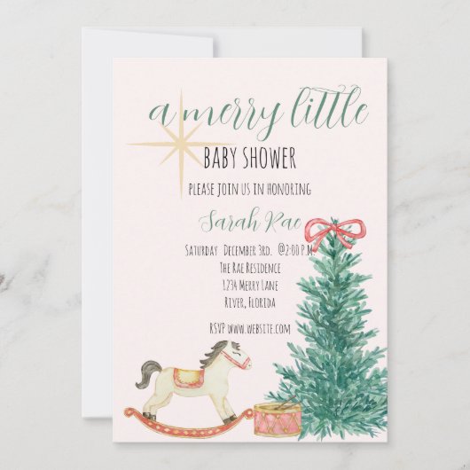 Vintage Kerst Baby shower Uitnodiging (Voorkant)