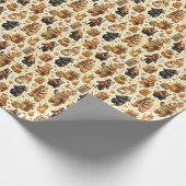 Vintage Kerst Beer Cadeaupapier (Hoek)