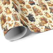 Vintage Kerst Beer Cadeaupapier (Rol Hoek)