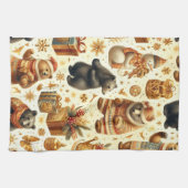 Vintage Kerst Beer Theedoek (Horizontaal)