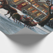 Vintage kerst besneeuwd landschap cadeaupapier (Hoek)